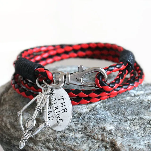 Fashion Jewelry THE WALKING DEAD PU Leather Charm Friendship Bracelets & Bangles DARYL DIXON Crossbow cowboys Men Jewelry gifts