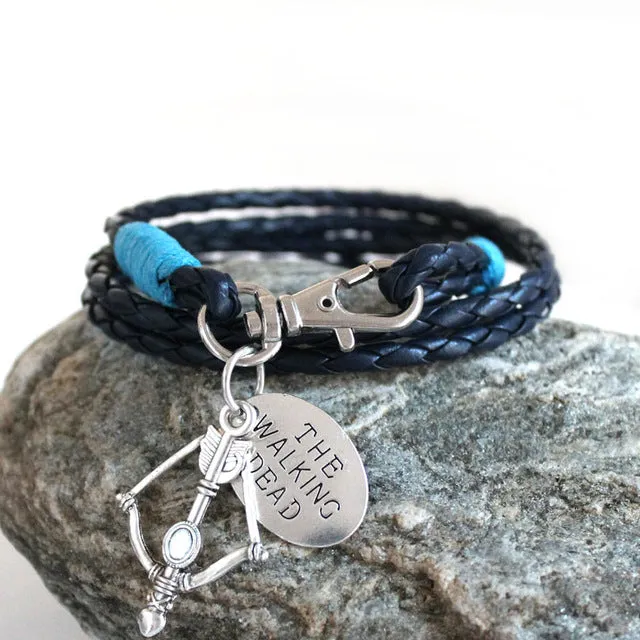 Fashion Jewelry THE WALKING DEAD PU Leather Charm Friendship Bracelets & Bangles DARYL DIXON Crossbow cowboys Men Jewelry gifts