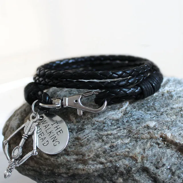 Fashion Jewelry THE WALKING DEAD PU Leather Charm Friendship Bracelets & Bangles DARYL DIXON Crossbow cowboys Men Jewelry gifts