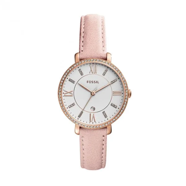 Fossil Jacqueline Nude Leather Strap White Dial Quartz Watch for Ladies - ES4303