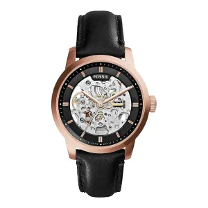 Fossil Townsman Black Leather Strap Skeleton Dial Automatic Watch for Gents - ME3084