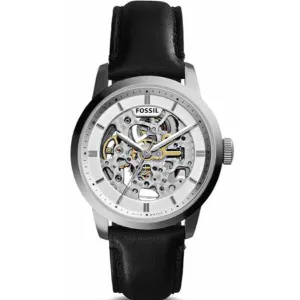 Fossil Townsman Black Leather Strap Skeleton Dial Automatic Watch for Gents - ME3085