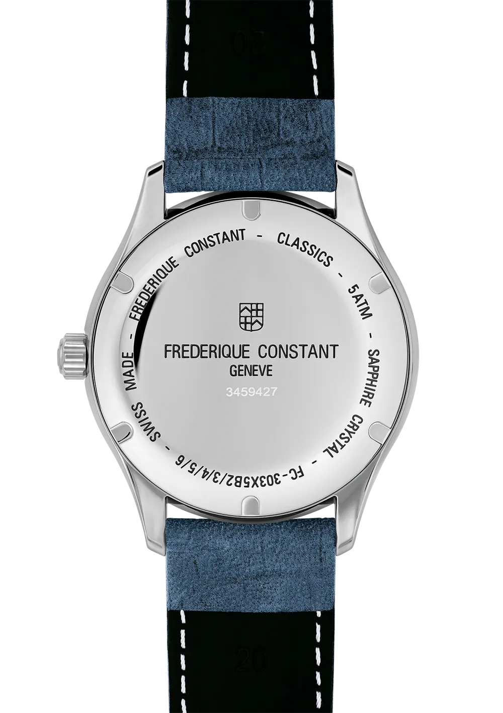 FREDERIQUE CONSTANT CLASSICS INDEX AUTOMATIC BLUE DIAL ON LEATHER STRAP