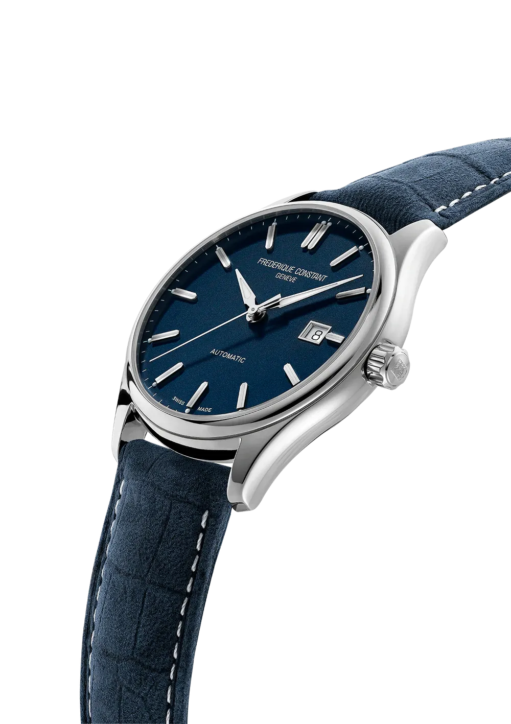 FREDERIQUE CONSTANT CLASSICS INDEX AUTOMATIC BLUE DIAL ON LEATHER STRAP