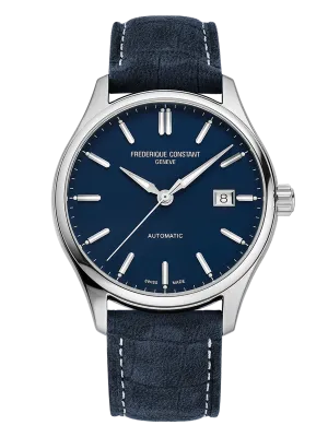 FREDERIQUE CONSTANT CLASSICS INDEX AUTOMATIC BLUE DIAL ON LEATHER STRAP