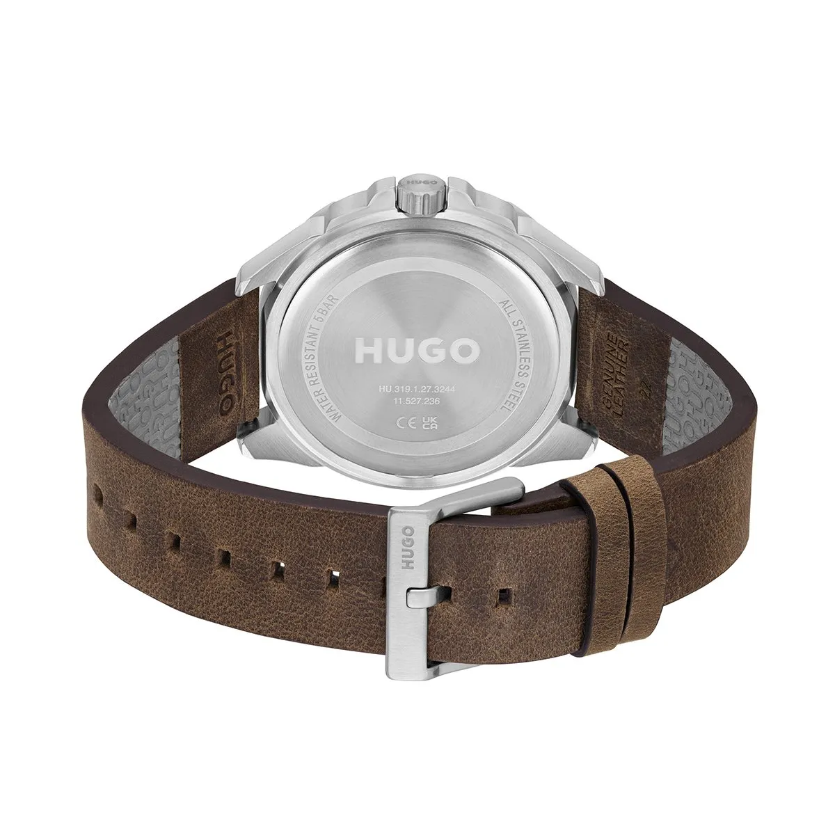 Fresh 44mm Watch With Black Dial & Brown Leather Strap