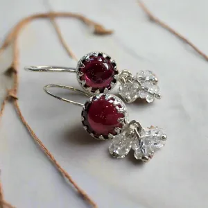 Garnet Crown Dangle Earrings - Soft Smile.