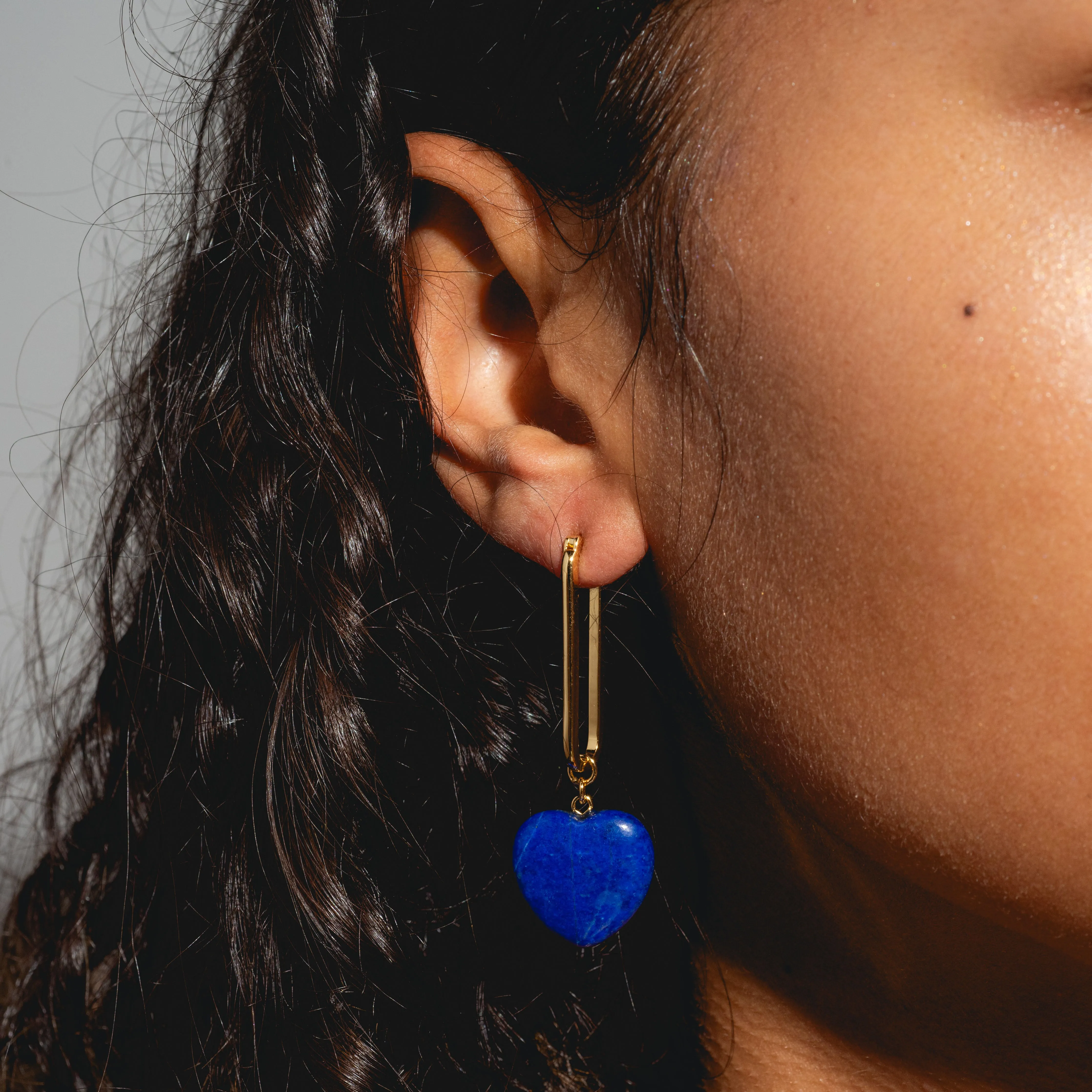 Gemma Lapis Heart Hoop Earrings