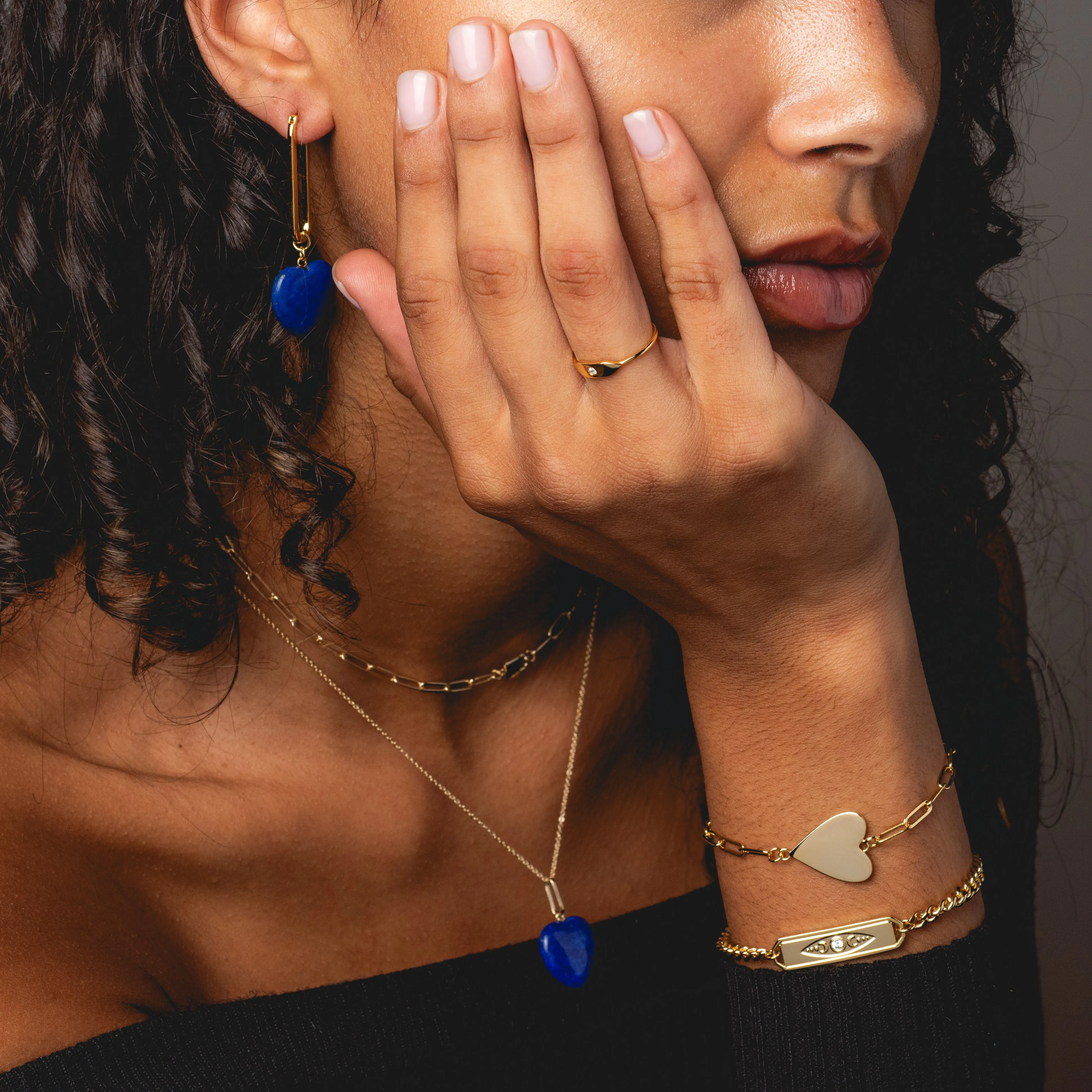 Gemma Lapis Heart Hoop Earrings