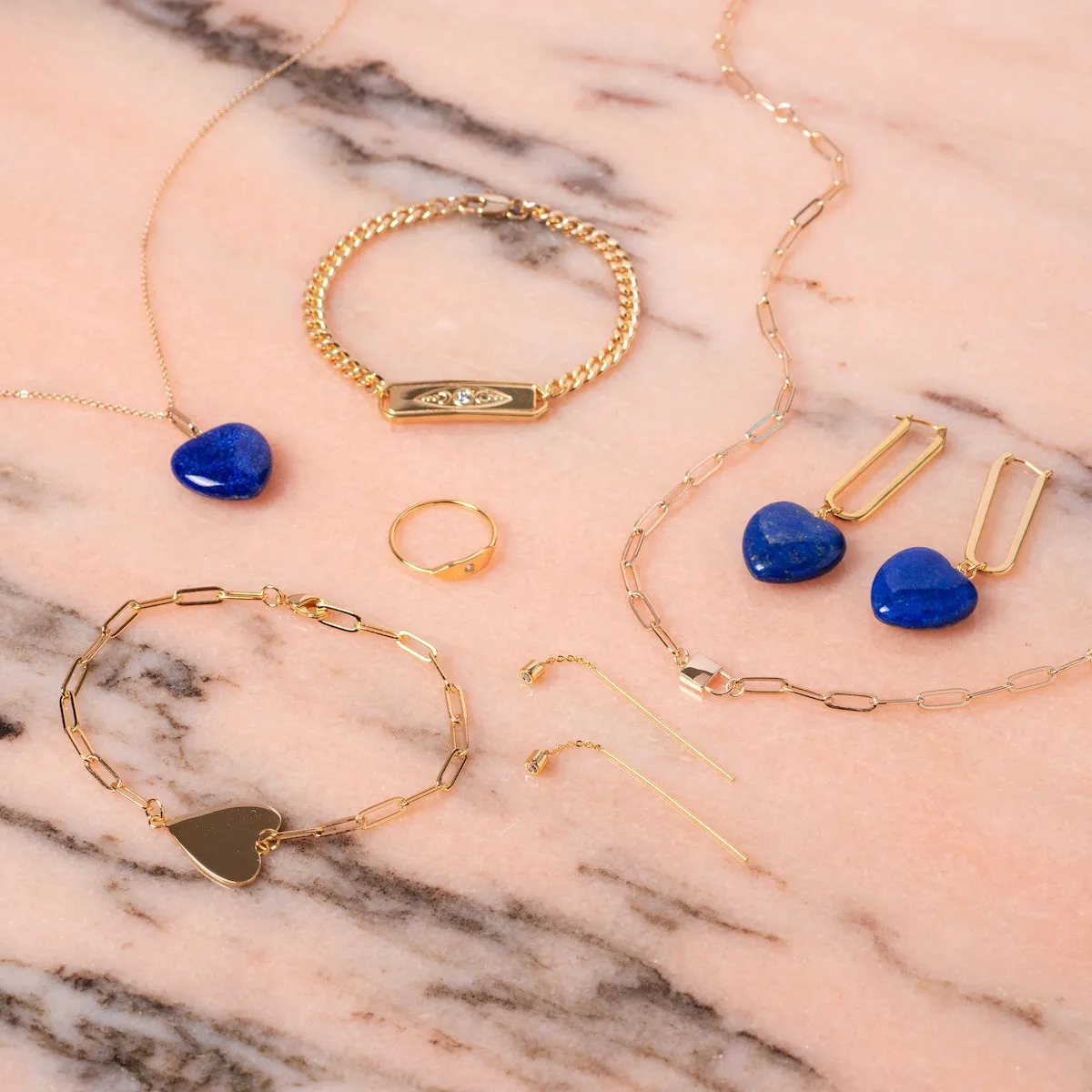 Gemma Lapis Heart Hoop Earrings