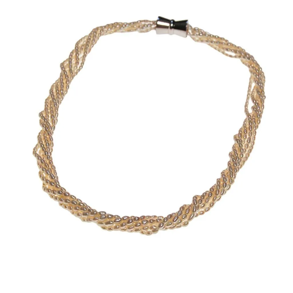 Genuine Rice Pearl Multi Strand Necklace