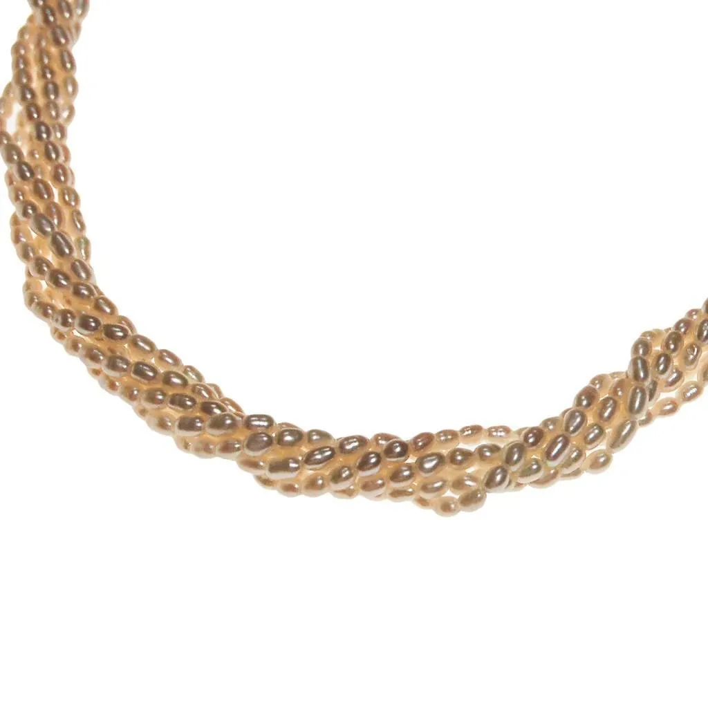 Genuine Rice Pearl Multi Strand Necklace