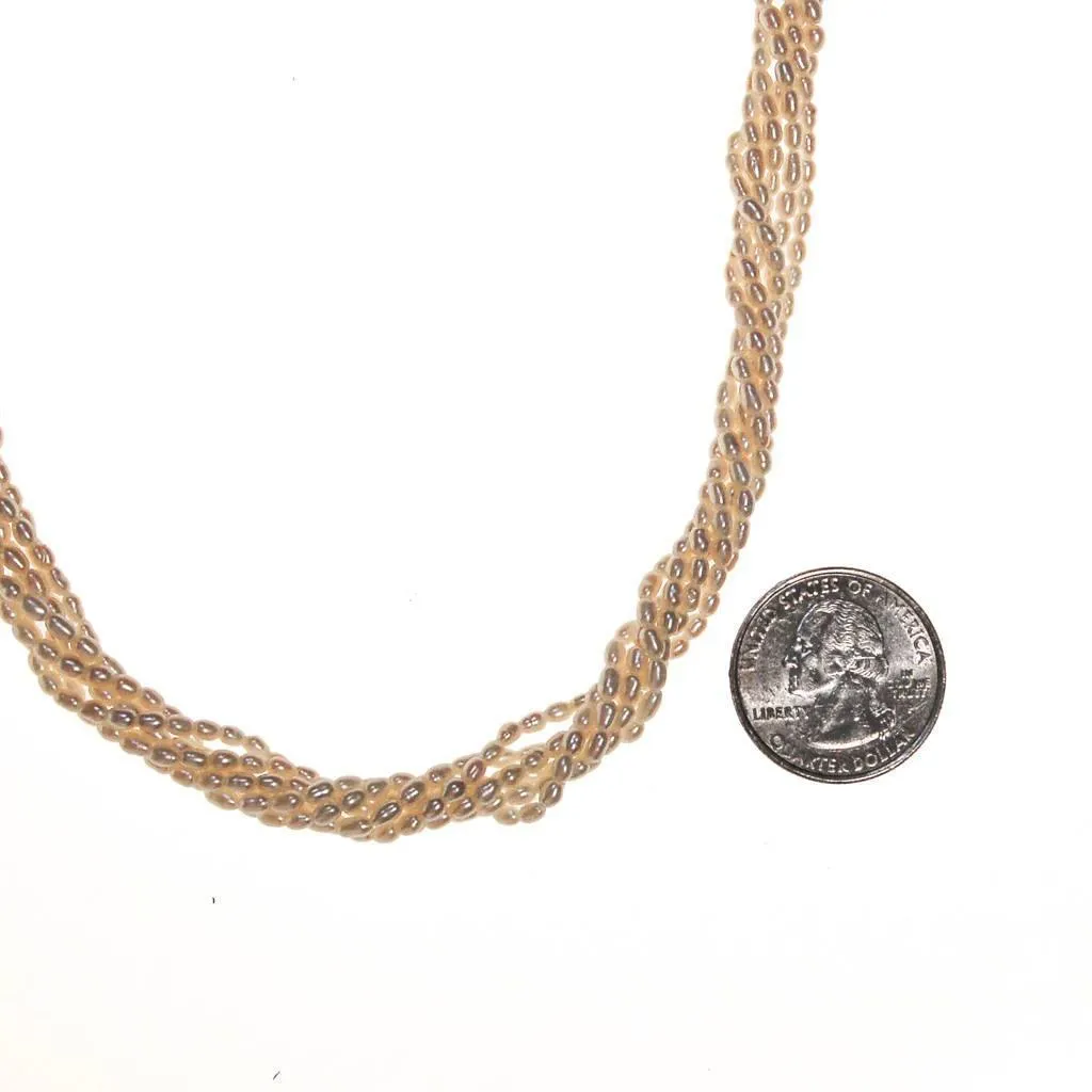 Genuine Rice Pearl Multi Strand Necklace