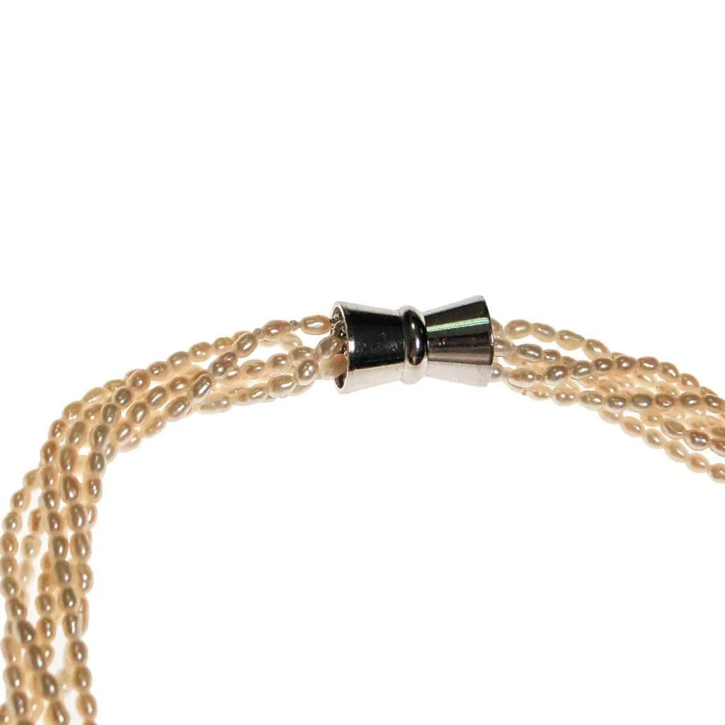 Genuine Rice Pearl Multi Strand Necklace