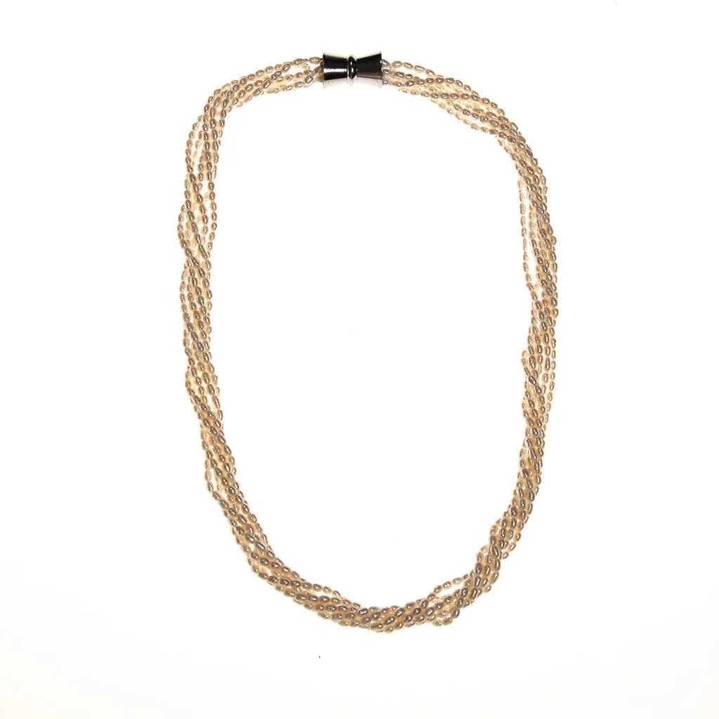 Genuine Rice Pearl Multi Strand Necklace