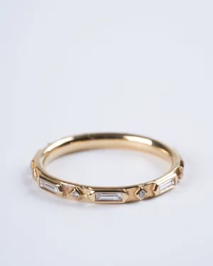 geometric diamond ring - gold