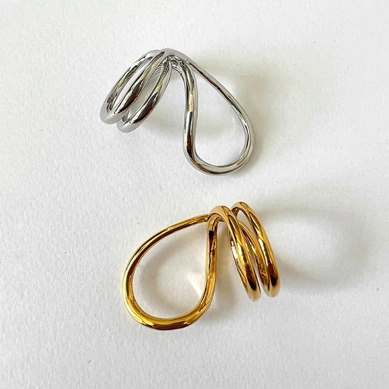 Geometric Irregular Exaggerated Metal Rings for Women