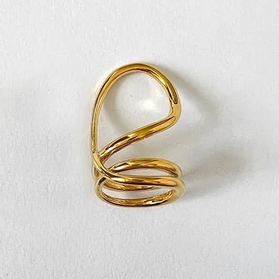 Geometric Irregular Exaggerated Metal Rings for Women