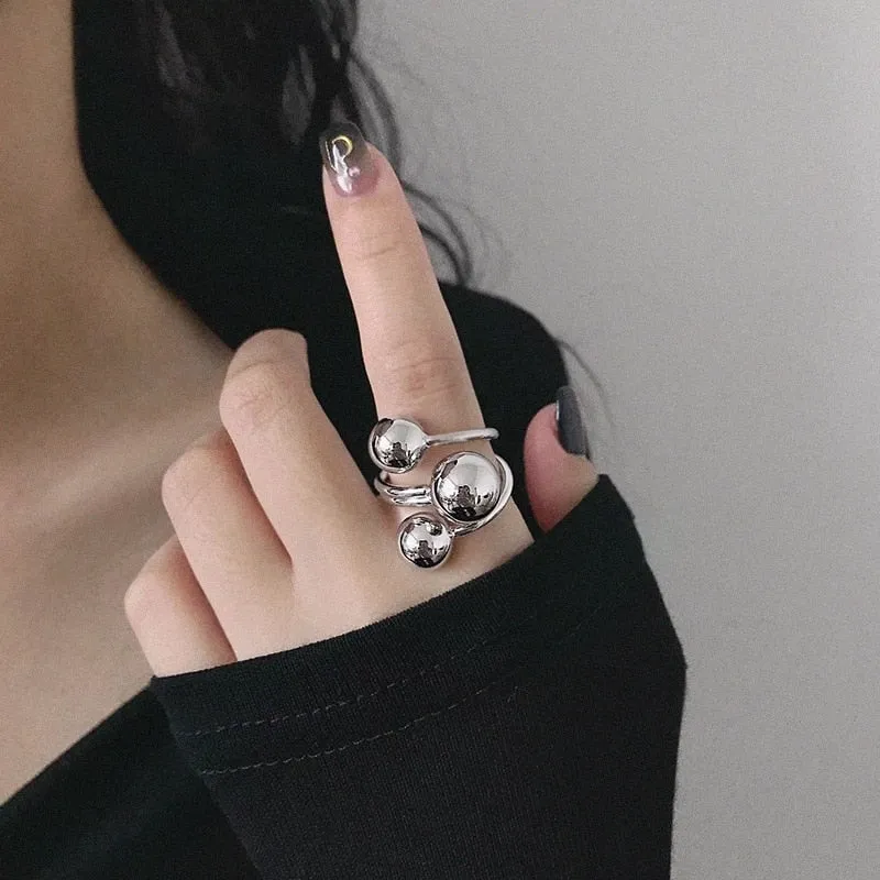 Geometric Irregular Exaggerated Metal Rings for Women
