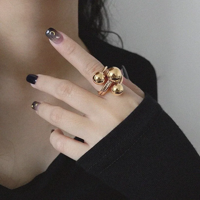 Geometric Irregular Exaggerated Metal Rings for Women