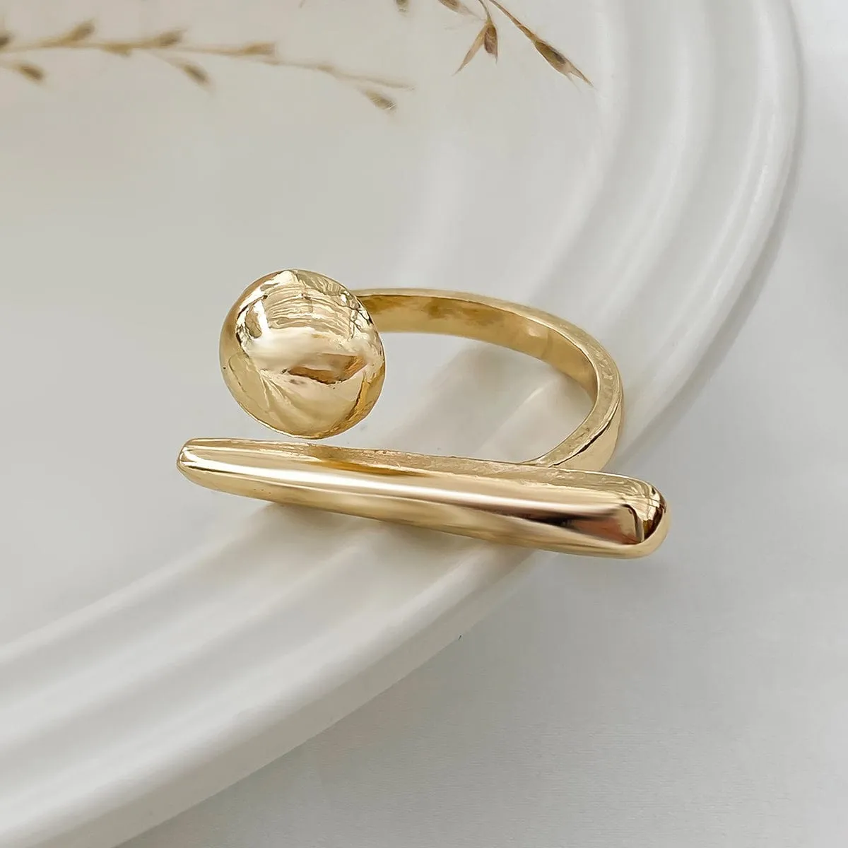 Geometric Minimalist Glossy Round Open Ring