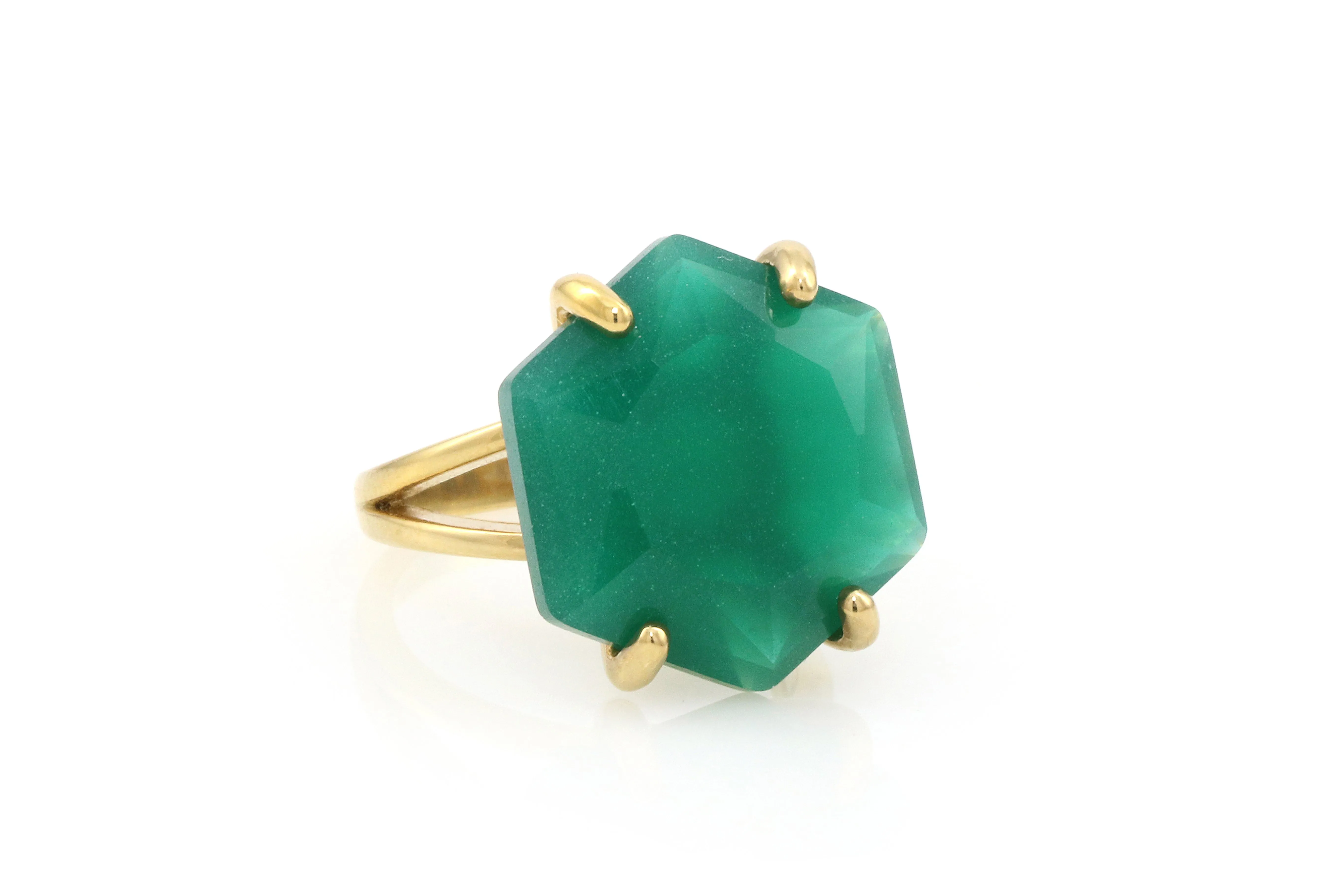 Geometric Onyx Ring in 14k Gold