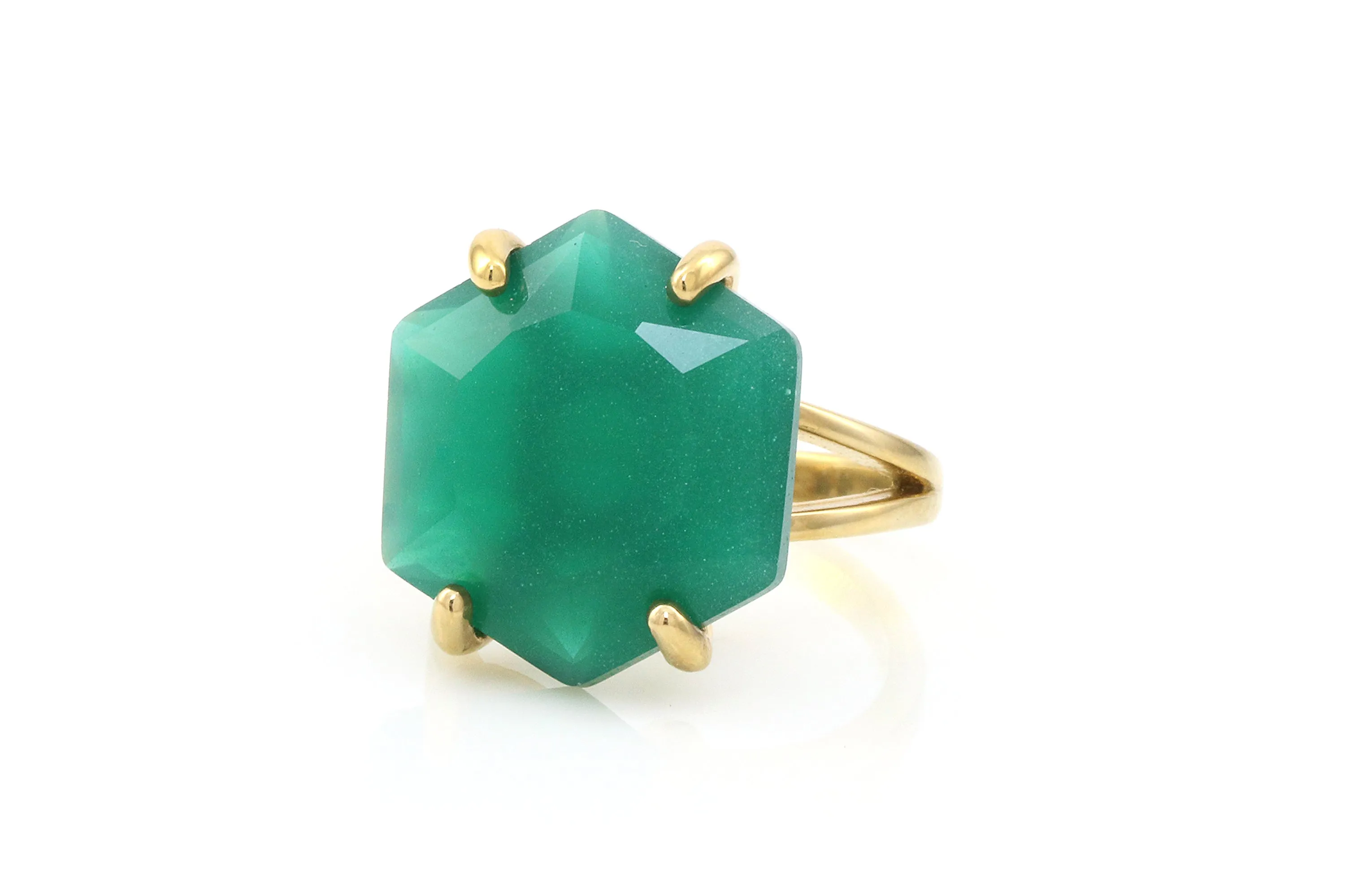 Geometric Onyx Ring in 14k Gold