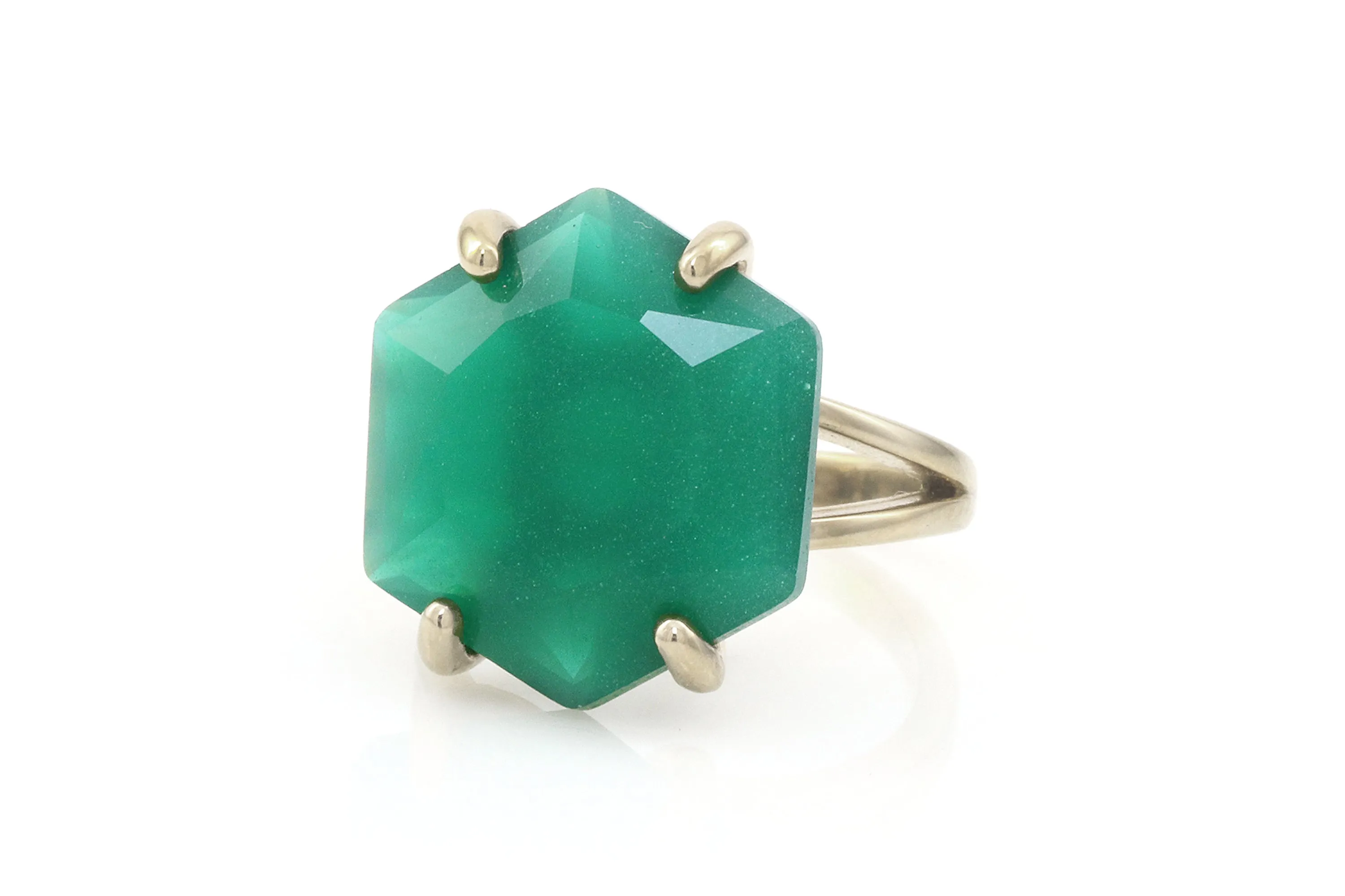 Geometric Onyx Ring in 14k Gold