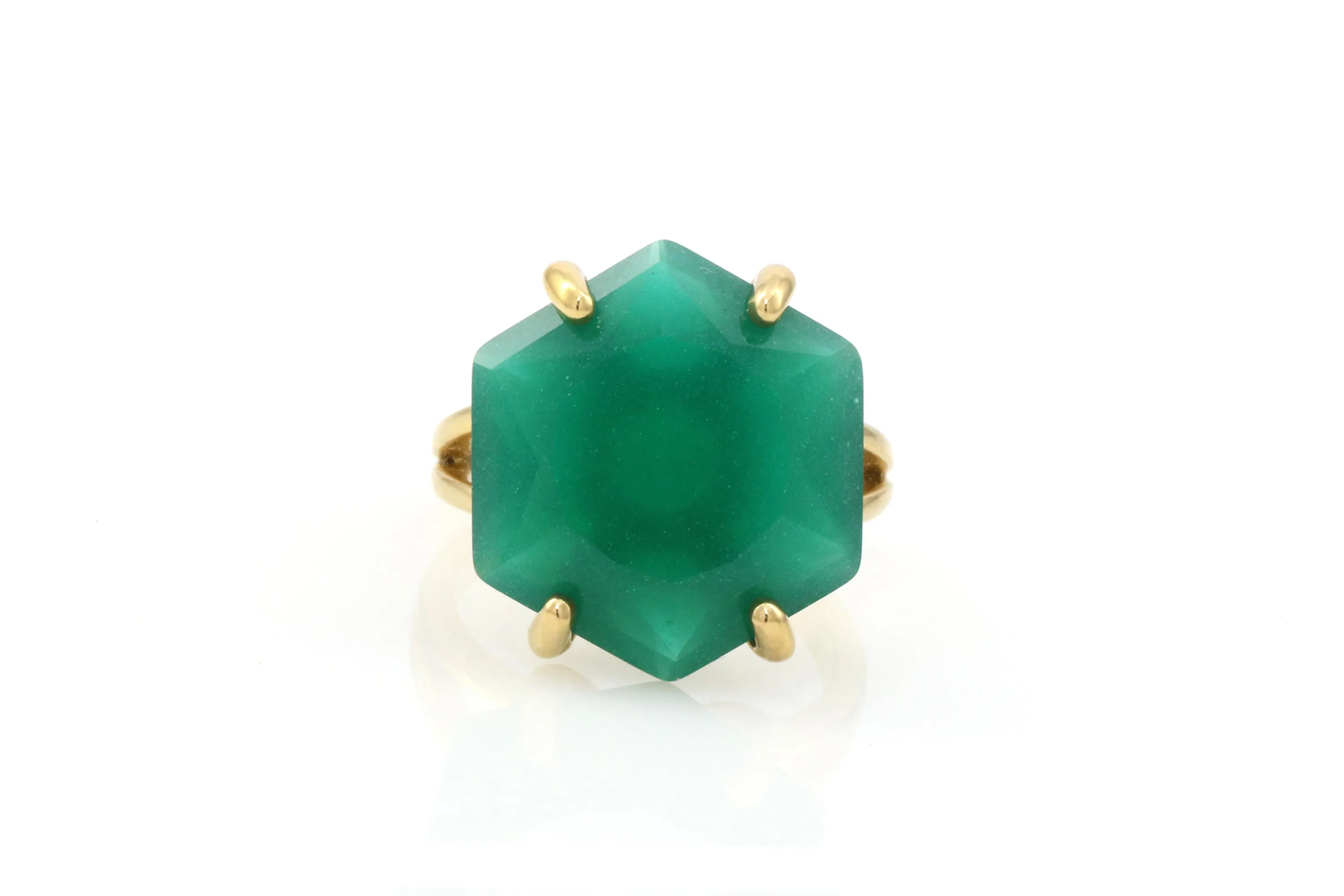 Geometric Onyx Ring in 14k Gold