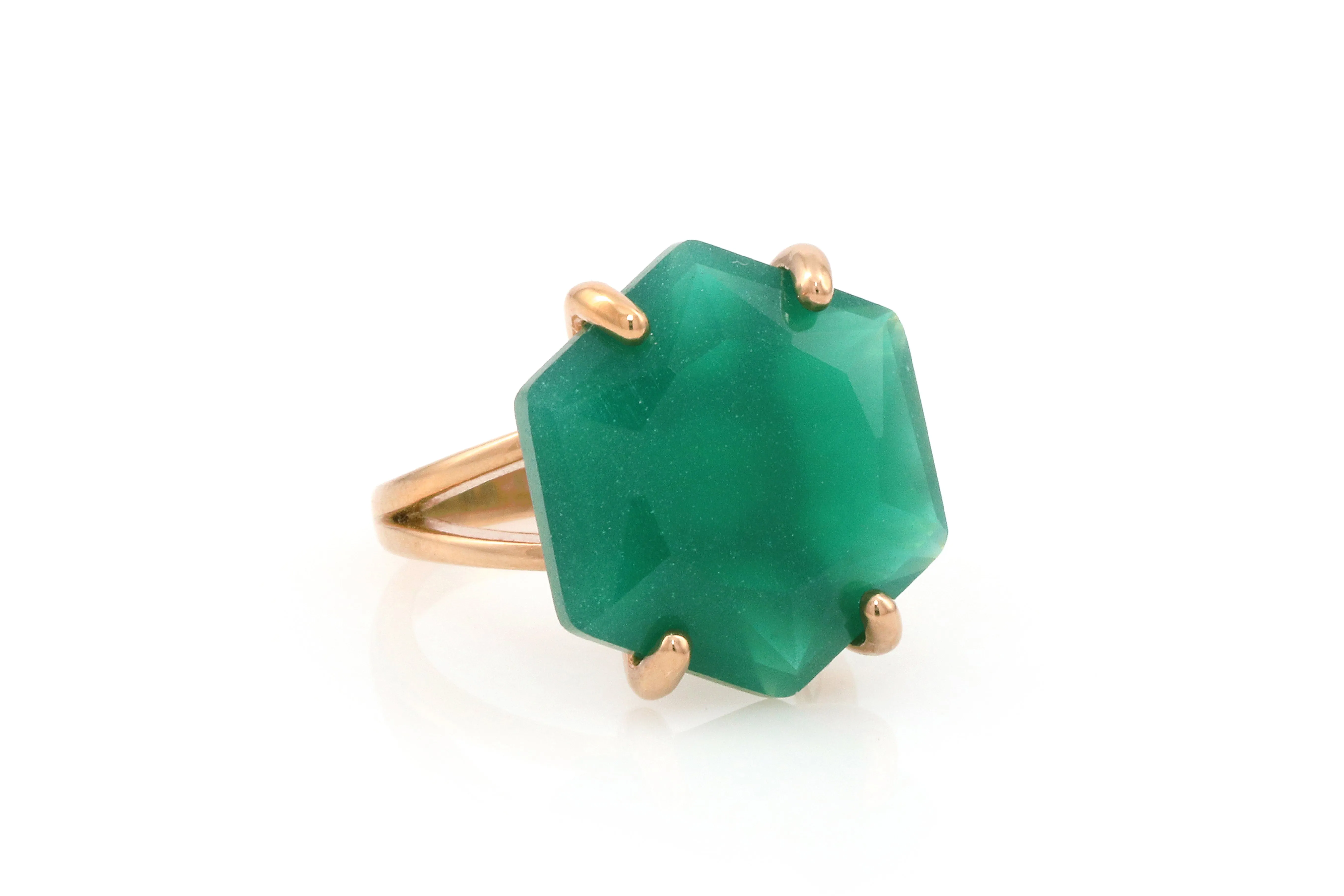Geometric Onyx Ring in 14k Gold