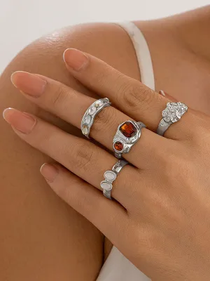 Geometric Rhine Stones Rings Accessories