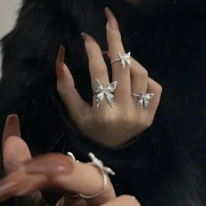 Geometric Three Butterflies Ring Set