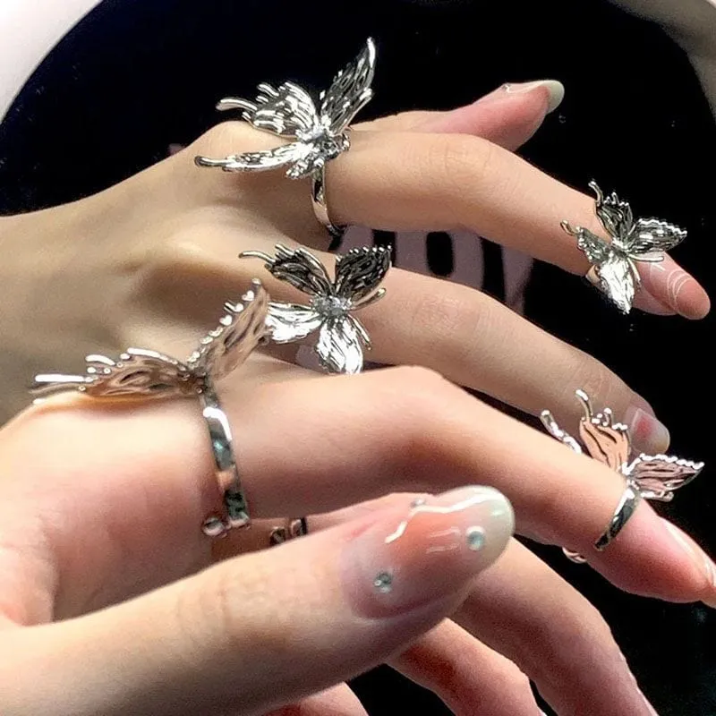Geometric Three Butterflies Ring Set