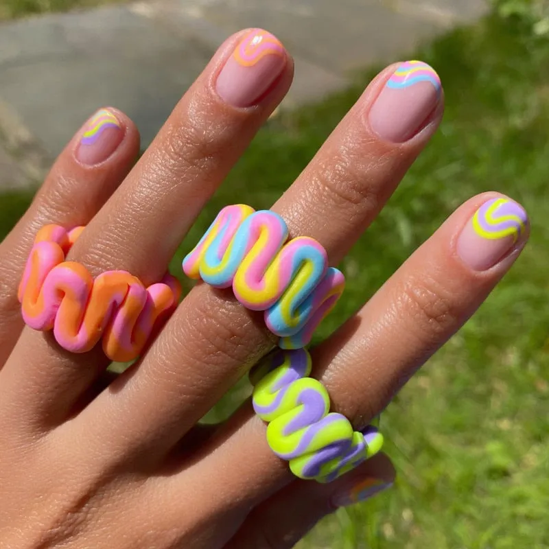 Geometric Wide Rings For Women