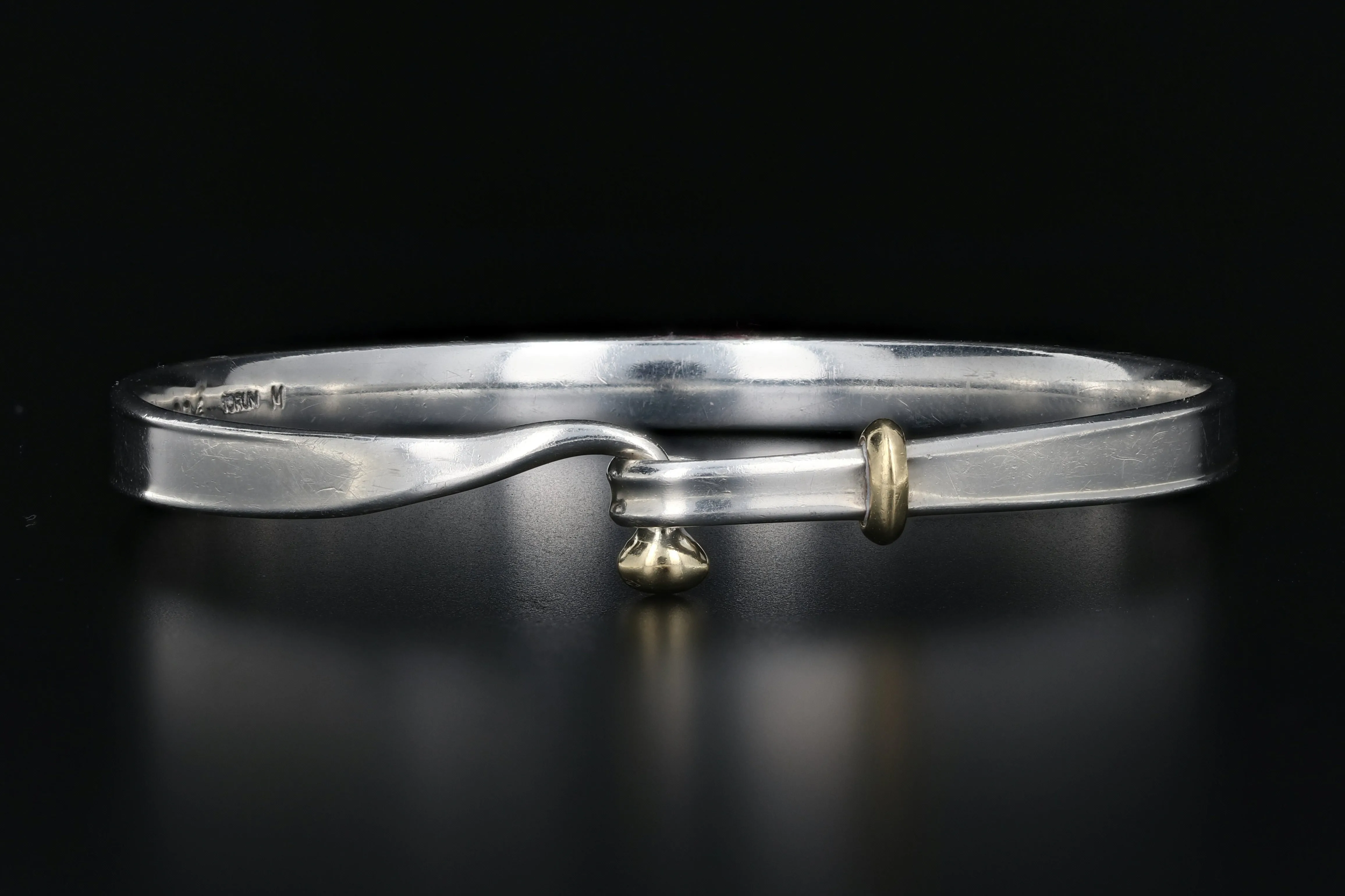 George Jensen 18K and Sterling Silver Hook & Eye Bracelet.