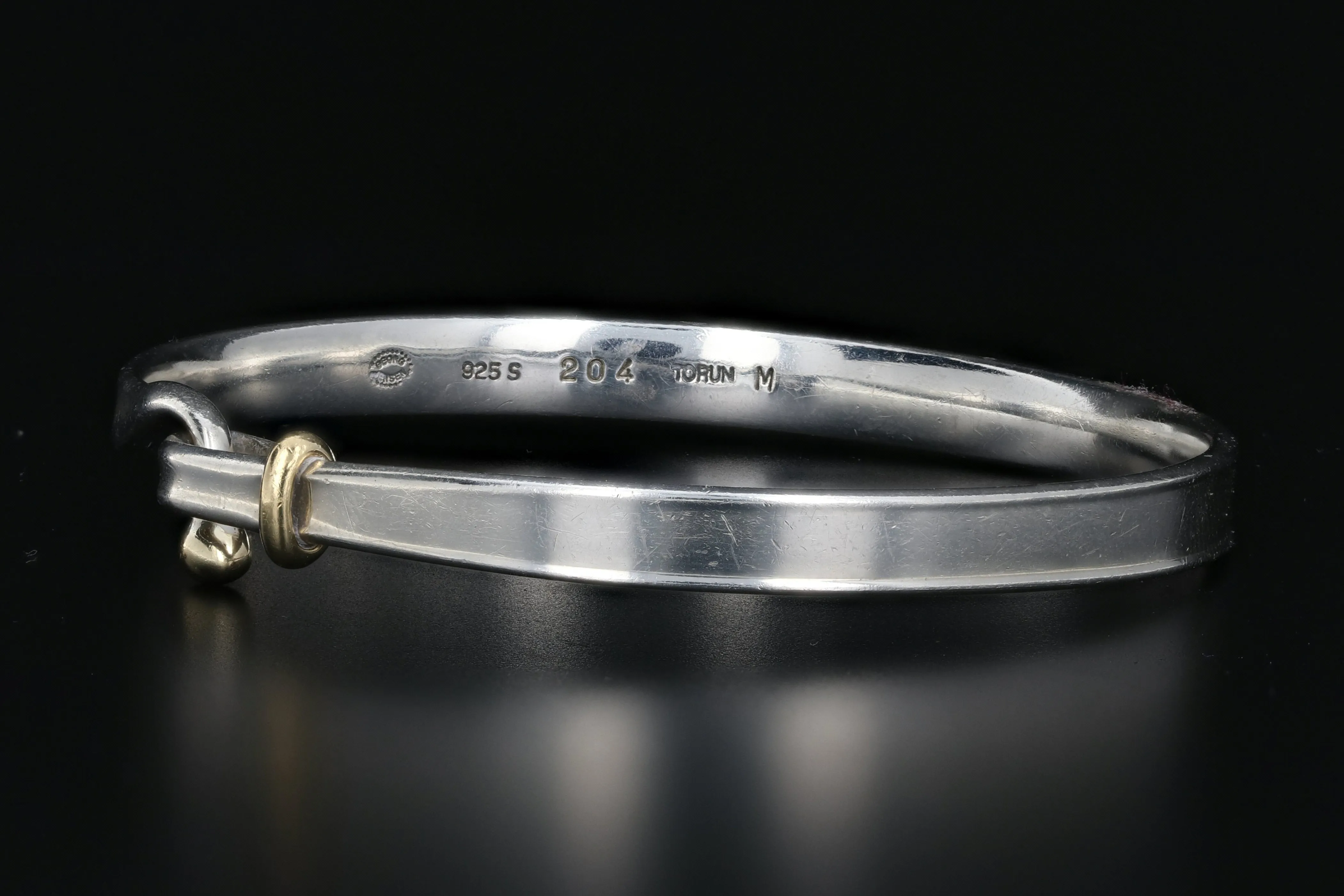 George Jensen 18K and Sterling Silver Hook & Eye Bracelet.