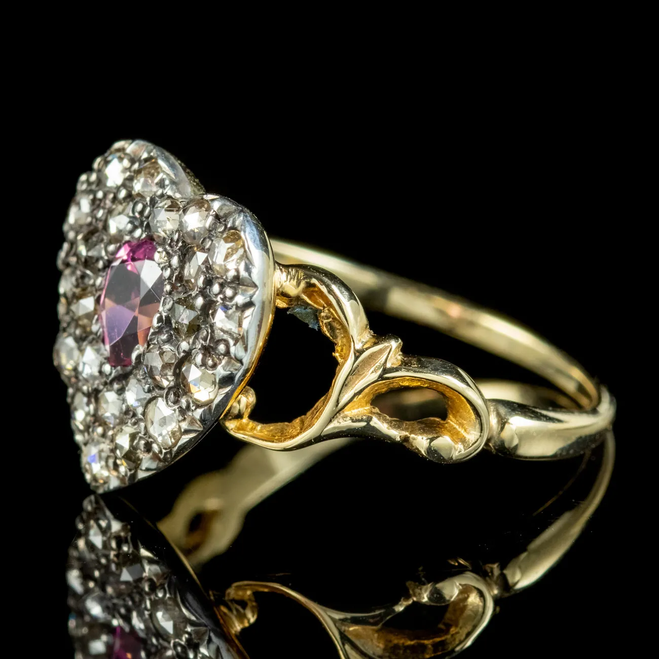 Georgian Style Pink Sapphire Diamond Heart Ring