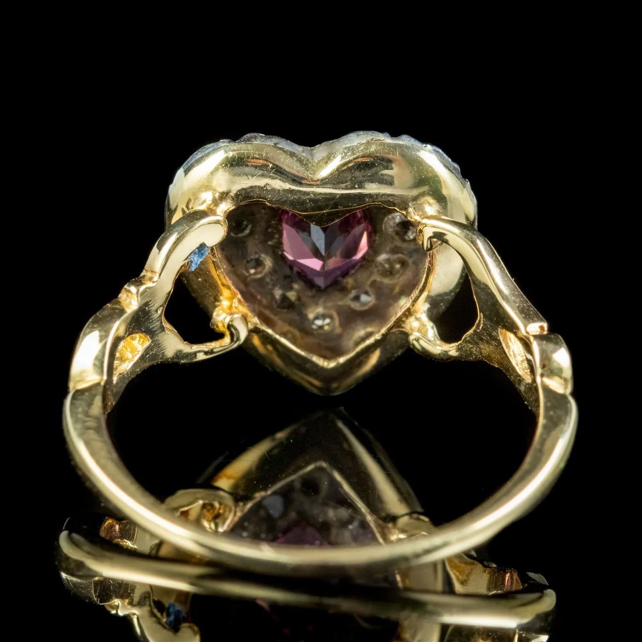 Georgian Style Pink Sapphire Diamond Heart Ring
