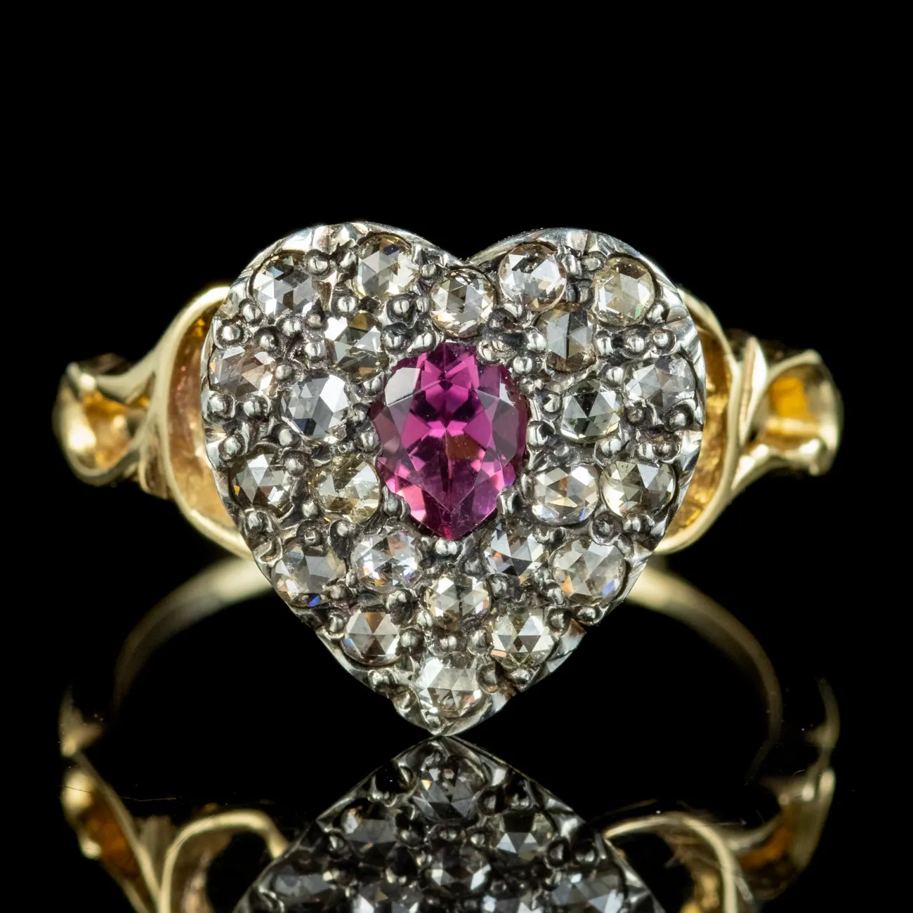 Georgian Style Pink Sapphire Diamond Heart Ring