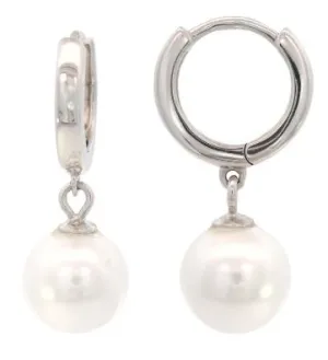 Georgini Adagio Nine-2-Five Pearl Hoop Earrings Silver