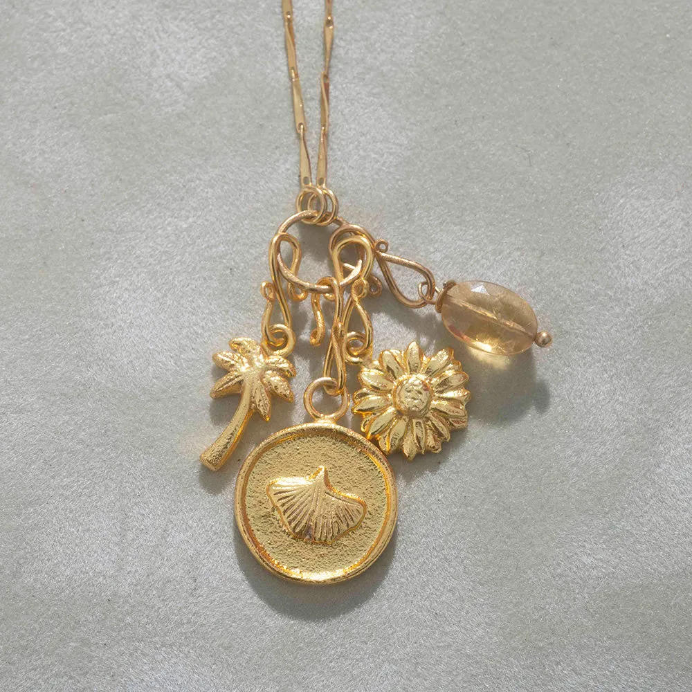 Ginkgo Vintage Coin Gold Plated Charm