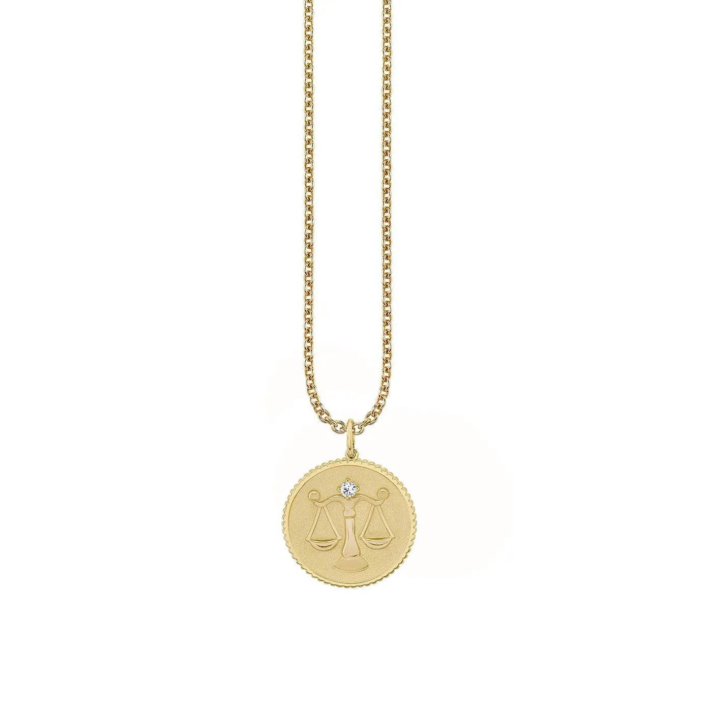 Gold & Diamond Large Libra Zodiac Medallion