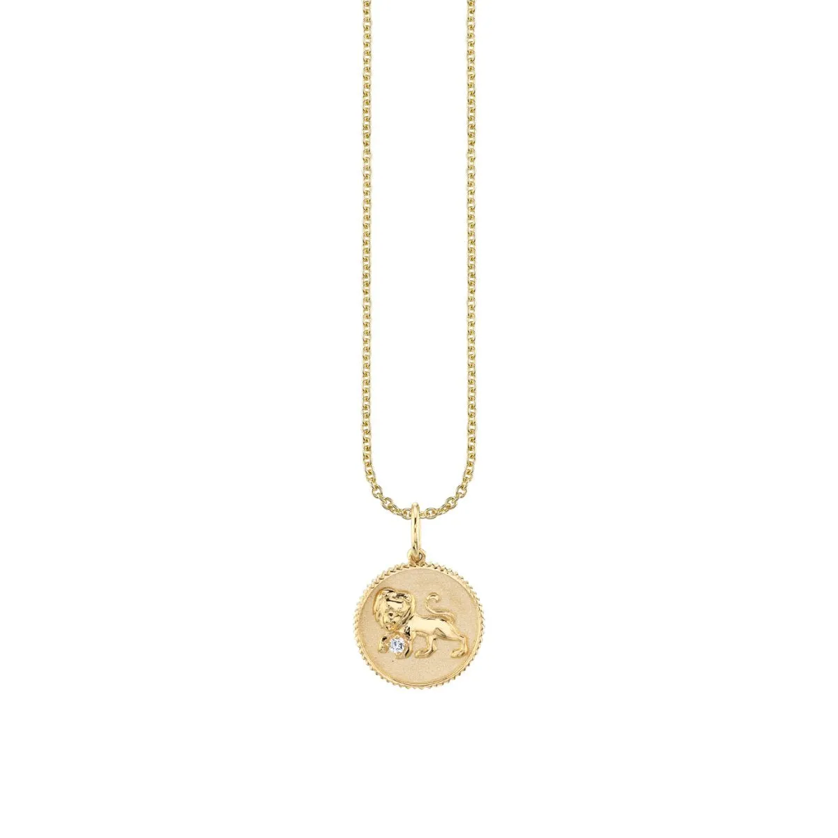Gold & Diamond Leo Zodiac Medallion