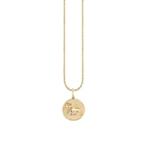 Gold & Diamond Leo Zodiac Medallion
