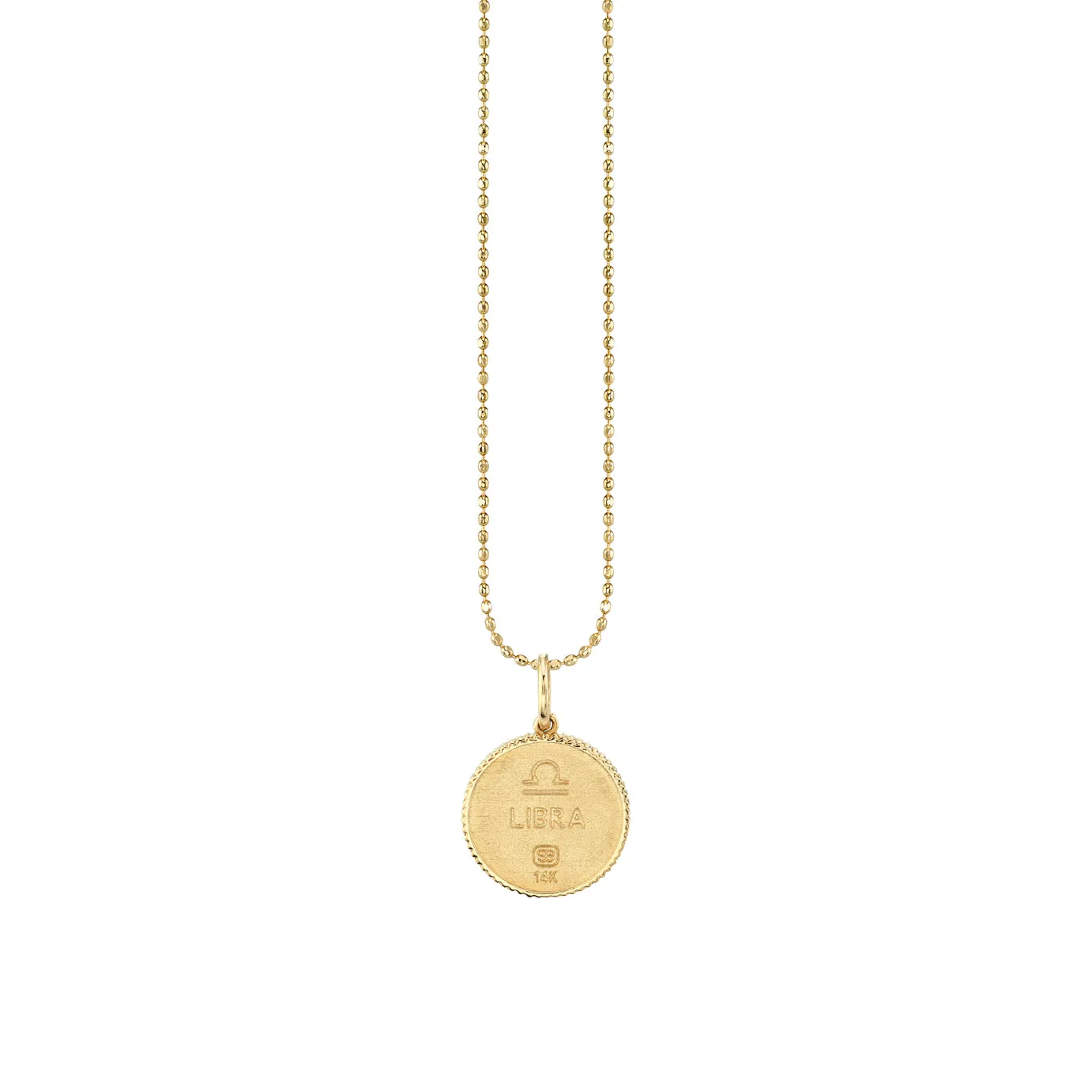 Gold & Diamond Libra Zodiac Medallion