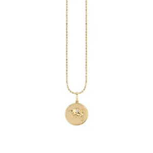 Gold & Diamond Taurus Zodiac Medallion