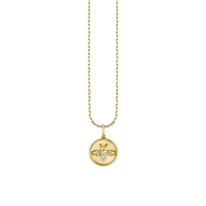 Gold & Diamond Tiny Bee Coin Charm