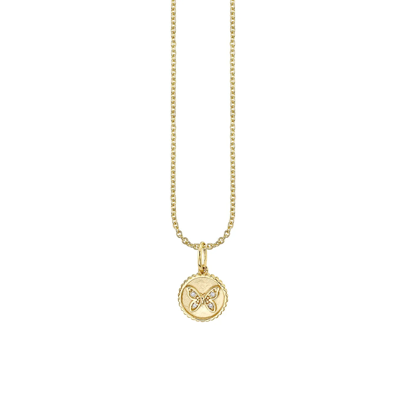 Gold & Diamond Tiny Butterfly Coin Charm