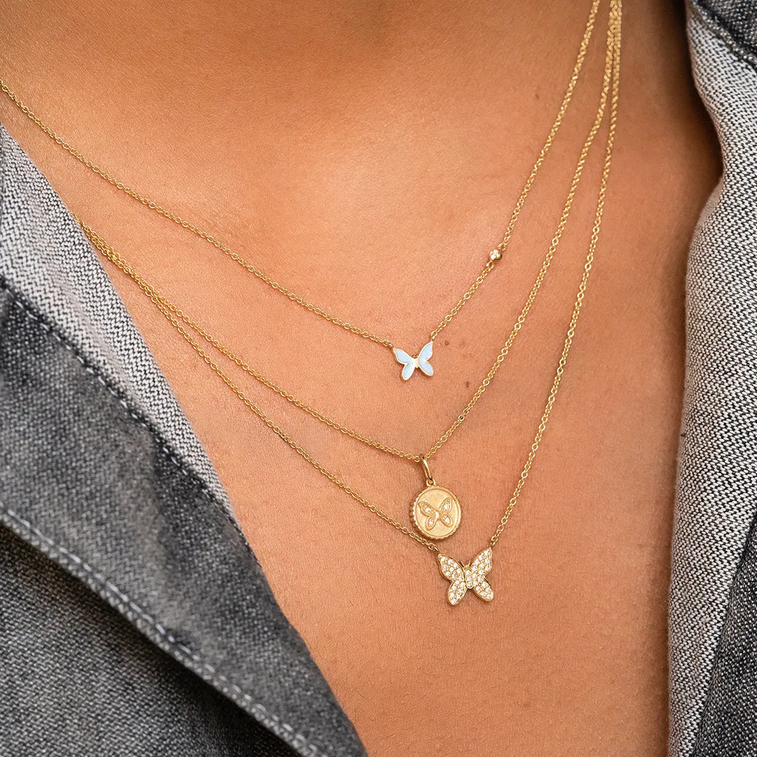 Gold & Diamond Tiny Butterfly Coin Charm