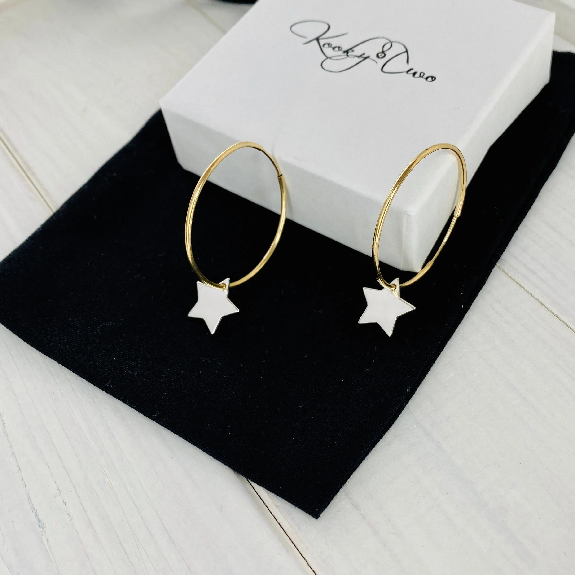 Gold & Silver Star Hoop Earrings